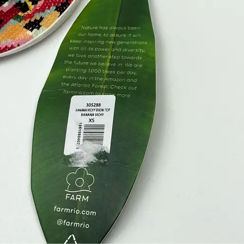 Farm Rio Banana Vichy Swim Bikini Top Womens Size XS Summer Vacation NEW