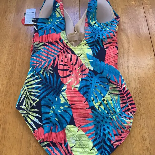 L.L.Bean  Shaping Swimwear, Tummy Control, Tropical Print, Size 18 reg.