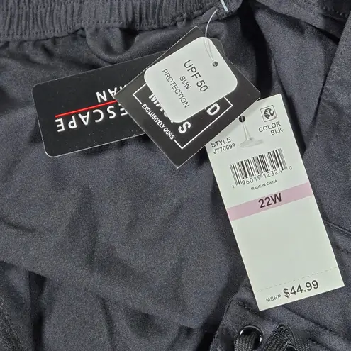 Island Escape Women's Plus Size Beach Board Shorts in Black 22W NWT