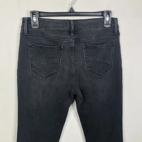 Driftwood Colette Straight Crop Embroidered Snake Print Jeans Washed Black Sz 28