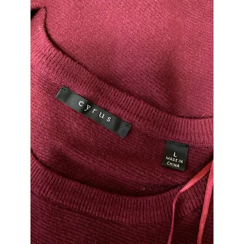 Cyrus Women's Red Long Sleeve Crew Neck Knit Tunic Sweatshirt Sweater Top Size L