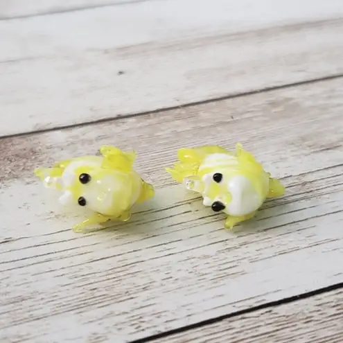 Handmade Set of 2 Glass Yellow Fish