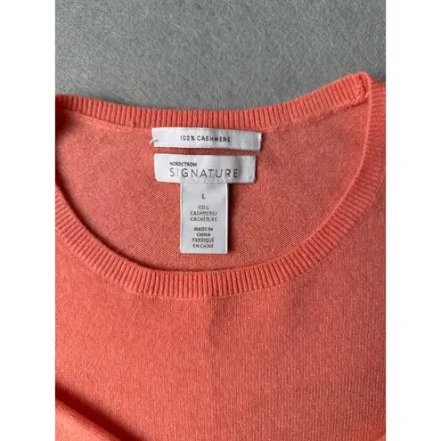 Women’s Nordstrom Signature Salmon Cashmere 3/4 Sleeve Sweater Sz L Pink Size L