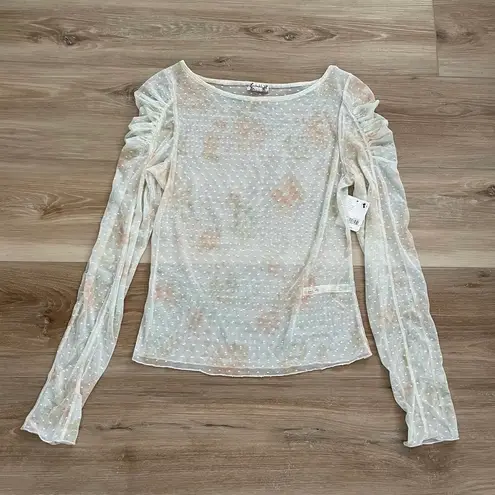 Free People Spot Light Sheer Long Sleeve Top M