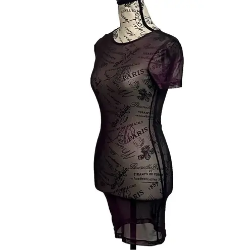 Icon Swim Mesh Sheer Bodycon Mini Dress Bondage Goth Grunge Steampunk Witchy S Black