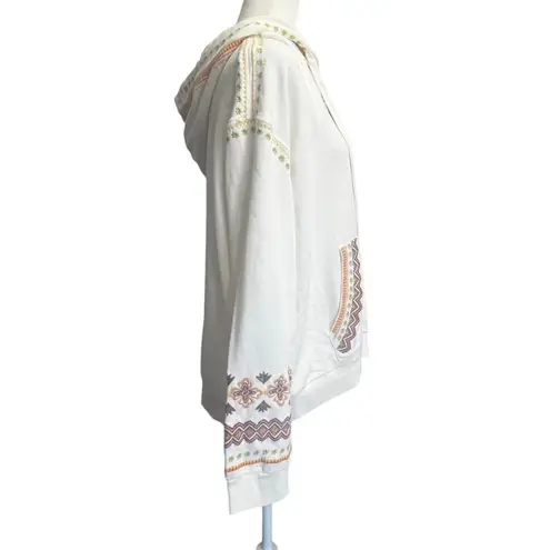 Driftwood Embroidered Zip-Up Hoodie Sweatshirt Cream NWT XXL