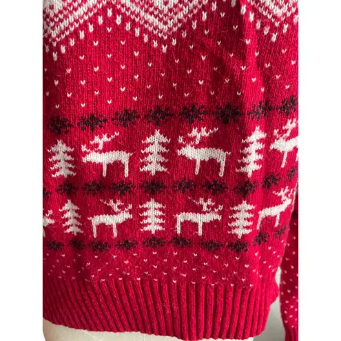Prince & Fox Red Fair Isle Reindeer Christmas Sweater Medium