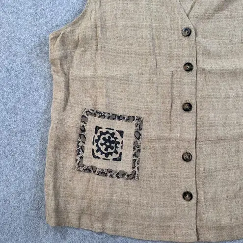 Jessica Howard Vintage Vest Women's 14 Button Front Tan Pocket Lightweight 90s