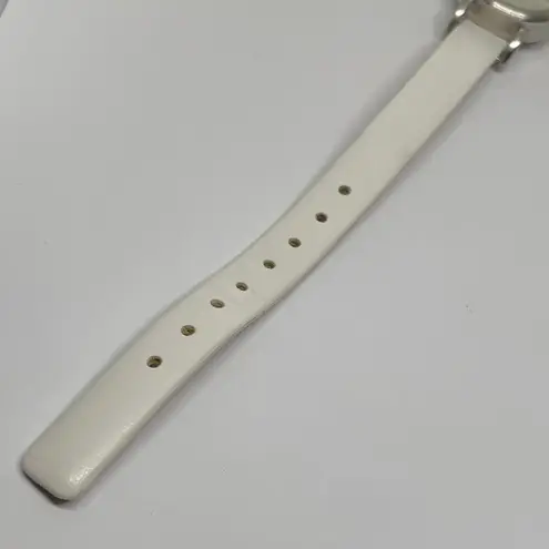 American Eagle  women’s watch 23mm silver tone dial white leather band running