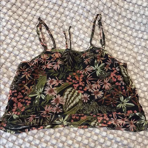 Xhilaration  Black and Orange Ruched Tie Front Camisole