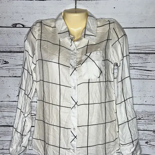 Thread and Supply  NWT Size XS White & Black Windowpane Button Down Shirt