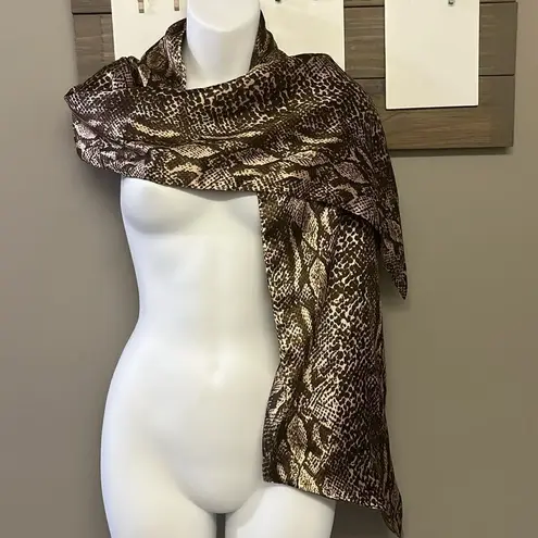 Dennis Basso Dennis by Brown Snakeskin Scarf-OS
