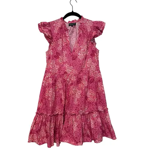 Generation Love 100% Cotton Pink Floral Ruffle Mini Dress Size Medium