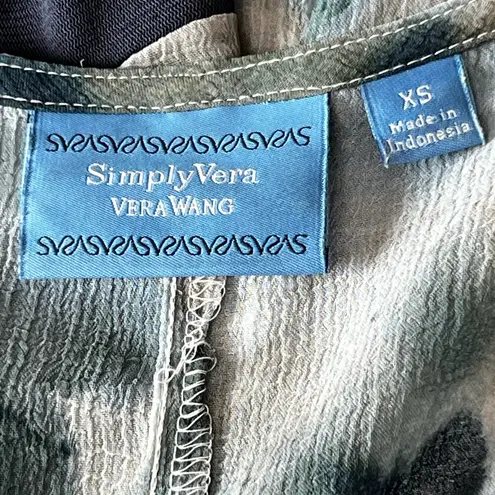 Simply Vera by Vera Wang Blue Watercolor Handkerchief Hem Surplice Dress Size XS