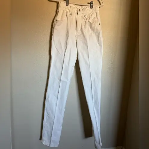 Vintage Western Roper Jeans Studded Stars Mom Fit Straight Leg Sz 2 Tall White