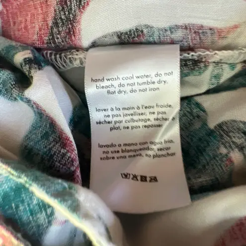 ONIA Women’s Mila Wide Leg Pants Green Multicolor Leave Print Pull On Sz Large