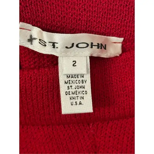 St. John Santana Knit Red Wide Leg Pull On Pants 2