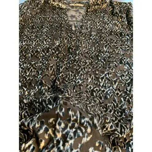 SnoSkins Velvet Burnout Shirt Blouse Women Medium Top Unique Stretch Comfort USA Black