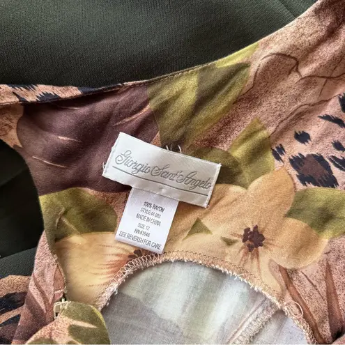 Vintage Leopard Print Tropical Hawaiian Floral Maxi Dress Brown Size 12