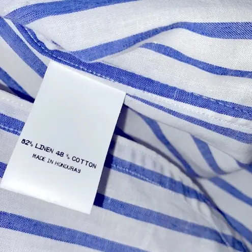 Ann Mashburn blue & white checkered striped top linen blend size xsmall