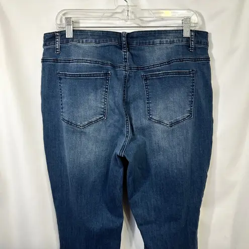 Midnight Velvet Size 14 Jeans Rhinestone Distressed Blue Skinny Mid Rise 829