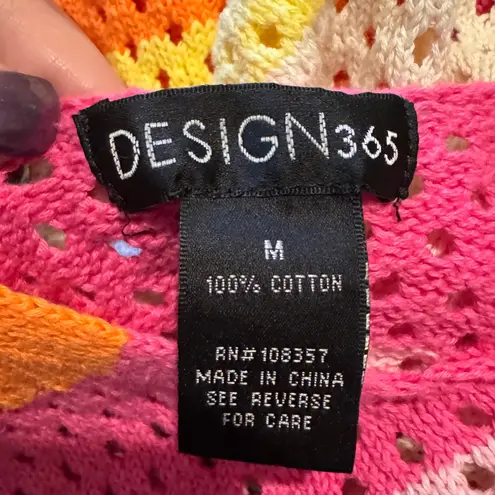 Design 365 Striped Crochet Tank Top Colorful Summer Beach Cover Up M Y2K Pink Size M