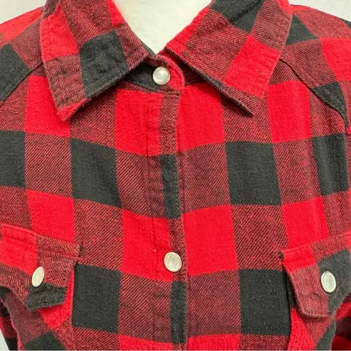 Vintage Yikes Black & Red Buffalo Plaid Flannel Shirt Dress Women’s Size Medium