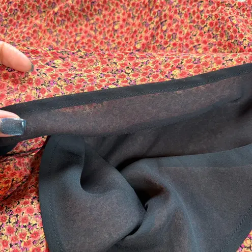 Vintage 90s Petite Sophisticate Floral Milkmaid Babydoll Dress Size 12 Red