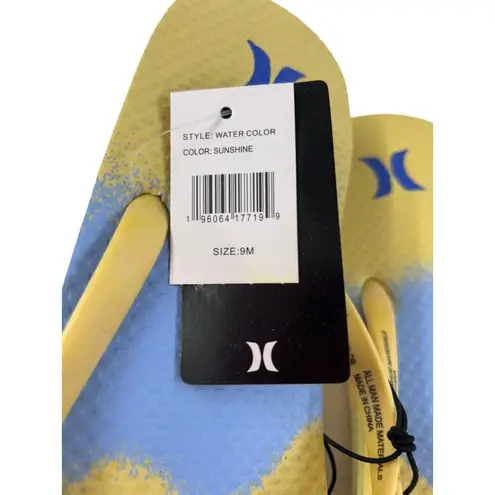 Hurley Size 9  Women's Water Color Sunshine Flip Flops New Thong Sandals