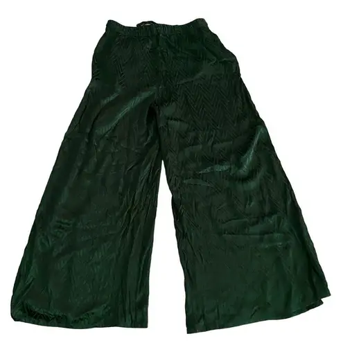 ONIA NEW Size M Chloe Wide Leg Pants Silky Chevron Moss Green Cover Up Side Slit