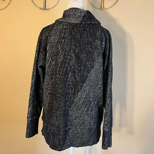 Kirkland Signature Kirkland Black White Textured Cowl Roll Neck Jacquard Pullover Sweater Medium