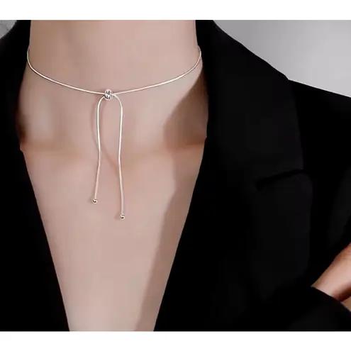 Boutique NEW Women'sā 925 Sterling Silver Lariat Ball Slide Necklace, Adjustable