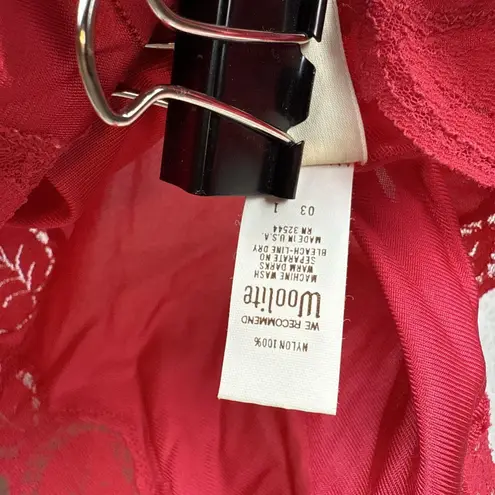 Halston Formfit Vintage Satin Lace Teddy Bodysuit Size 34 S Hot Pink Nylon