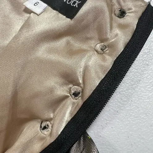 Jessica McClintock Strapless Black Gold Lace Tulle Sparkle Prom Party Dress