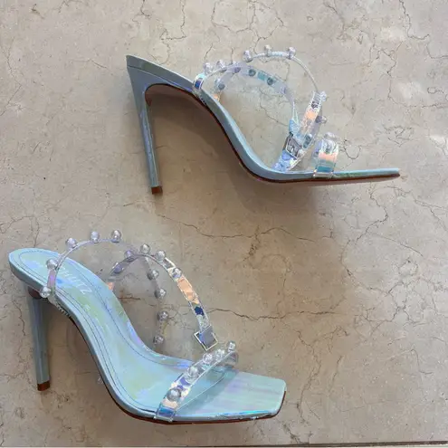 Schutz NWT Pietra Heels Multicolor Iridescent Sandals Vinyl 8 $225