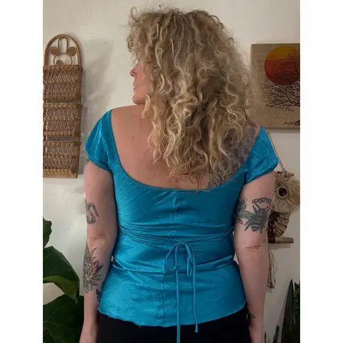 Heart soul Y2K Blue Fairy Peasant Top