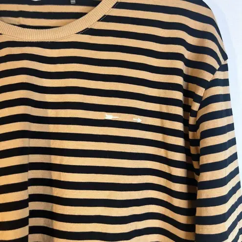 The Upside Tan & Black Striped Long Sleeve Crop 100% Cotton Shirt Size XL Brown