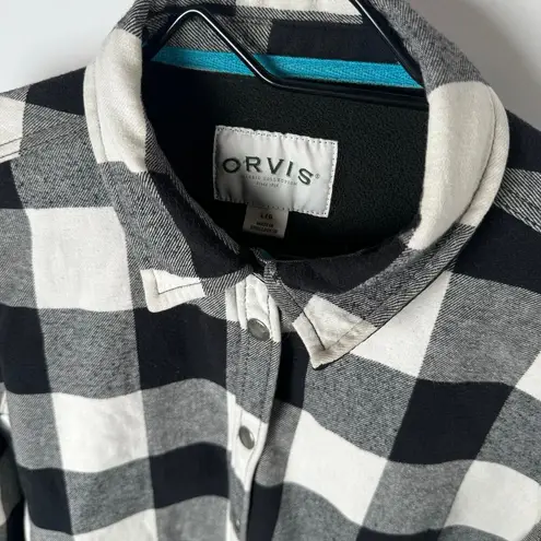 Orvis  Buffalo Plaid Black & White Fleece Lined Shacket Women's L