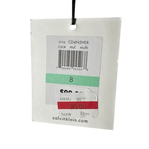 Calvin Klein  Women's 8 Multicolor Scoop Neck Racerback‎ Striped Maxi Dress #Y6-1