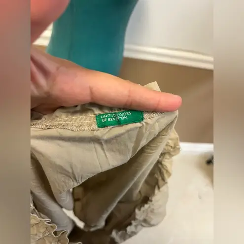 United Colors Of Benetton Off-Shoulder Blouse Women’s Size M Beige Button Front