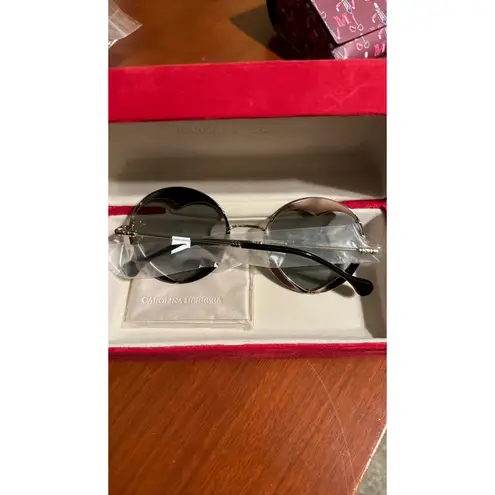 Carolina Herrera Round Heart Shape Sunglasses Gold Bick