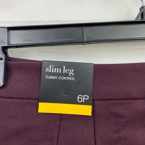 NEW Alfani women's deep red purple slim leg tummy control stretch casual pants 6 Size 6P