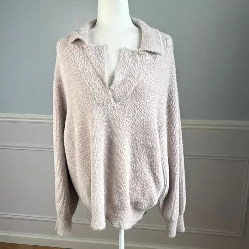 Gentle Fawn Abby Collared Pull Over V-Neck Sweater in Soft Pink, Pearl Sz Large