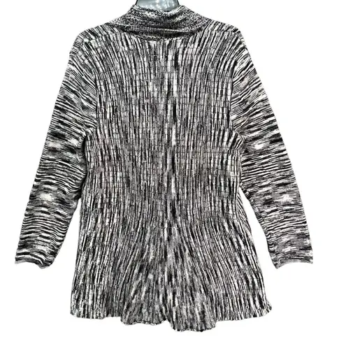 Ny Collection Cardigan Women XL Black White Tunic Knit Sweater Open Front Layers