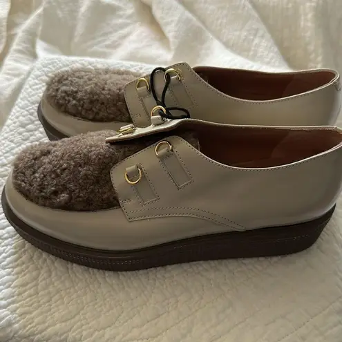 🆕L'Autre Chose Women's SZ 37 /6.5 Fur Loafers Tan