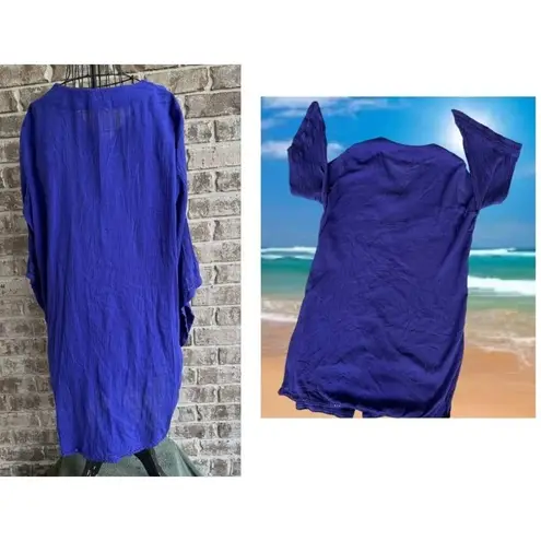 Swim 365 Button Front Cover Up Sz 18 20 Sapphire Blue Gauze Patio Dress…