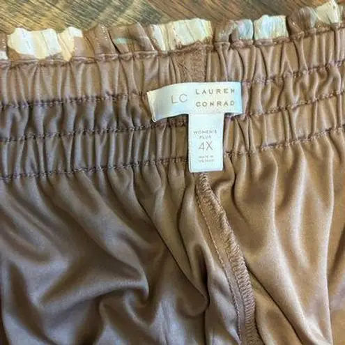 Lauren Conrad NWT Midi Peasant Skirt 4X Brown Floral Gold Streak Lined Elastic