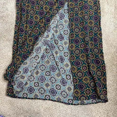 Melrose Studio Maxi Skirt Vintage Side Button Closure Size 12 Paisley Geometric Purple