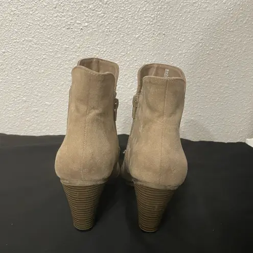 MIA  Tan Ankle Booties with Floral Embroidery - Image 4