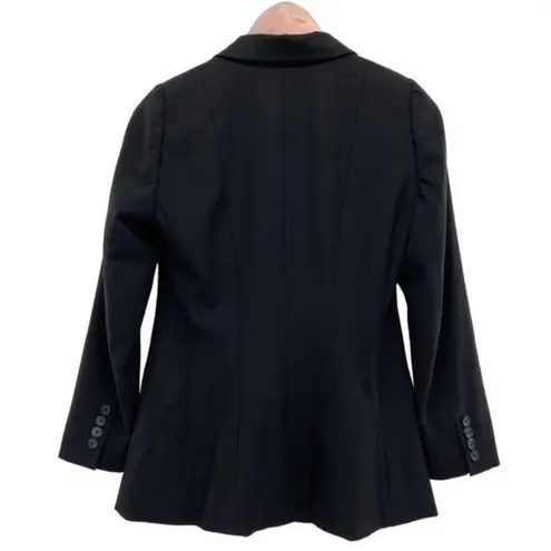 Elie Tahari Womens Black Wool Blend Blazer Relaxed Single Breasted Jacket